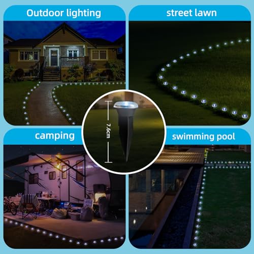 15 LED Solar Ground Lights Outdoor, Waterproof Solar Pathway Lights, LED Landscape Lighting for Garden, Patio, Driveway, Walkway - White - color: White, size: 15.4FT