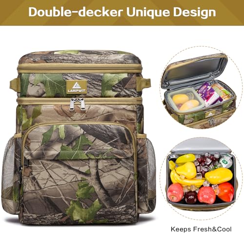 Laripwit Picnic Backpack Cooler - 54 Cans Large Soft Camo Lunch Backpack Bag Insulated Leakproof with Double Deck Compartment - color: Camo