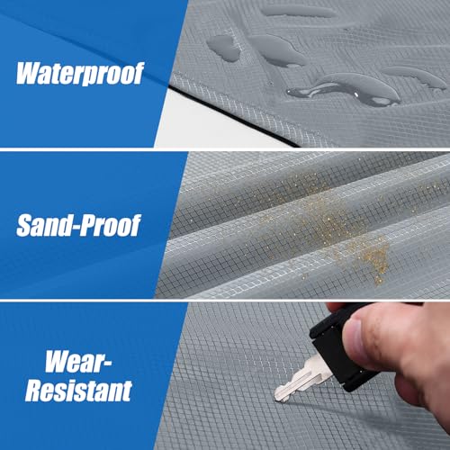 Odoland Pocket Blanket Picnic Blanket, 71" x 63" SandProof Waterproof Outdoor Beach Blanket with Portable Bag, Foldable Lightweight Sand Free Quick Drying Beach Mat for Hiking Camping Travel,Grey - color: Gray, size: 63" x 71"(2-4 People)