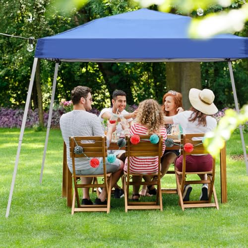 Pop-up Canopy Tent, 10x10 Foot, Slant Legs with Carrying Bag, Gazebo Shelter for Patio Deck Garden and Beach, 8x8 Foot Cover Included, Blue - color: Blue