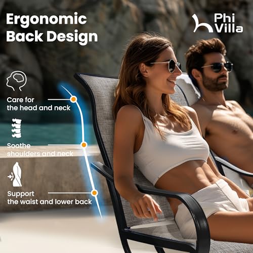 PHI VILLA Patio Dining Set 5 Piece, 4 Padded Textilene Swivel Patio Chairs and 1 Round Metal Table with 1.57" Umbrella Hole, All Weather Resistant for Lawn Garden - color: Brown Padded Fabric, size: 37.8"Dia x 28.7"H-Metal-5 Piece