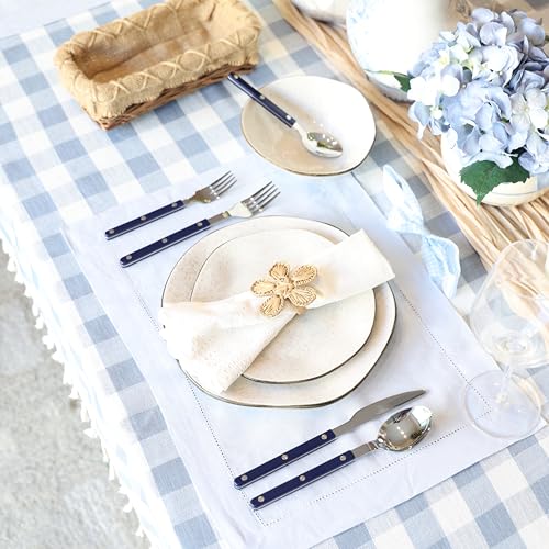 ANNOVA Silverware Set, Retro/Rivet Colorful Stainless Steel Tableware Kitchen Flatware Set Utensils, Includes Dinner Knives, Forks, Spoons, Salad Forks & Dessert Spoons (Navy Blue, 10 Pieces) - color: Navy Blue