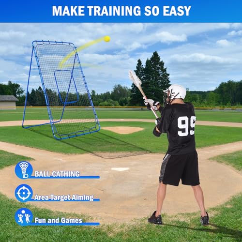 Volleyball Lacrosse Rebound Net Pro, WINTHAI Lacrosse Rebounder for Backyard, 7x4FT/6x4FT/4x4FT Bounce Back Net with Target Strike Zone, Easy Quick Setup, Volleyball Baseball Softball Soccer Training - size: 7FTx4FT