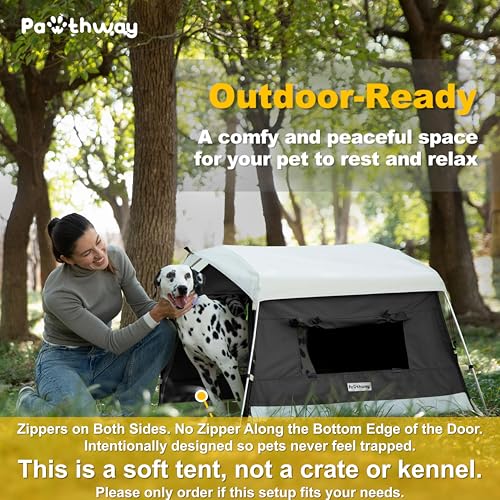Dog Tent Cotton Fabric, Aluminum Poles and Camping Mat, Outdoor Weatherproof, Dog House Outdoor, Breathable with 2 Side Windows, Portable and Collapsible (Black, Large) - color: Black, size: Large, 39.4''L x 31.5''W x 26.4''H