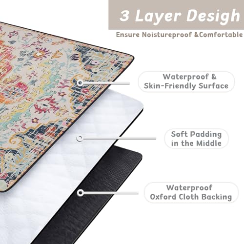 Picnic Blankets Waterproof Extra Large, 80"x 80" Outdoor Beach Blanket Sandproof Oversized Foldable Lightweight Portable 3-Layer Camping Mat for Parks,Hiking,Travel,Music Festival(Retro Turkish) - color: Retro Boho Brown, size: 6'8" x 6'8" (Square)