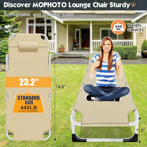 MOPHOTO Tanning Chair, Outdoor Sunbathing Lounge Chair 5-Position, Folding Chaise Lounger, Sun Tanning Lounger with Face Hole, Perfect for Pool Beach Patio - color: Oatmeal, style: Sunbather Lounge