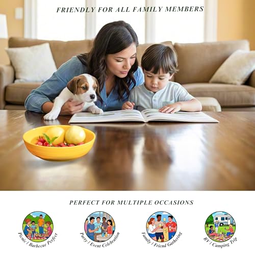 8-Inch Melamine Salad & Pasta Bowls - Set of 6, Unbreakable & Reusable with Ceramic Feel, Stackable & Dishwasher-Safe Platic Dinner Bowls, Versatile for All Meals (Multi-color) - color: Multicolor