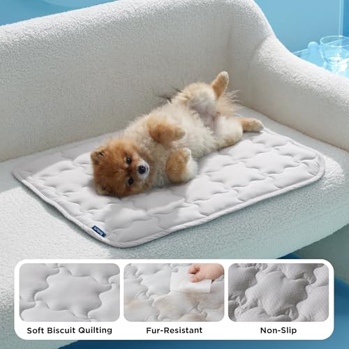 Bedsure Cooling Dog Mat Extra Large, Q-Max>0.5 XXLThin Breathable Cold Crate Pad for Pet, Portable Washable Kennel Bed for Summer Active Dog with Chill Soothing Fabric to Rapid Cooling, 48x30, Grey - color: Pearl Grey, size: 48" x 30" (XXL)