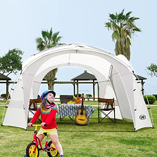 UNP Easy Beach Tent Pop Up Canopy UPF50+ Tent with Side Wall, Ground Pegs, and Stability Poles, Sun Shelter Rainproof, Waterproof for Camping Trips, Backyard Fun, Party Or Picnics - color: White, size: 15 x 15 ft