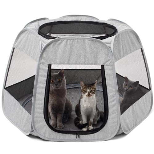 NAFU Foldable Cat Playpen, Trapezoidal Design for Better Standing, Portable Pet Tent for Indoor and Outdoor Use of Kitten and Puppy, Dog Play Enclosure, Small Animals Houses & Condos
