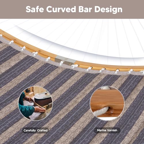 SUNCREAT Hammocks for Outside with Stand Included, Double Hammock with Curved Spreader Bar, Carrying Bag, Gray Stripes - color: Dark Gray Stripes