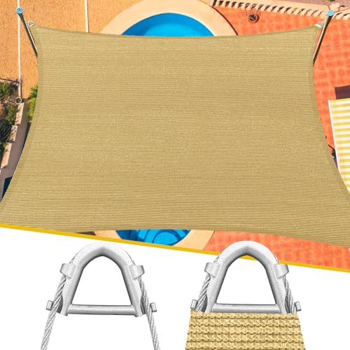 Reinforced Corners & Edges 20' x 26' Rectangle Sun Shade Sail Commercial Grade Curved Edge UV Block Canopy for Outdoor, Patio, Backyard, Garden, Pool, Deck, Heavy-Duty Design, Sand - color: Sand, size: 20'x26' Pro