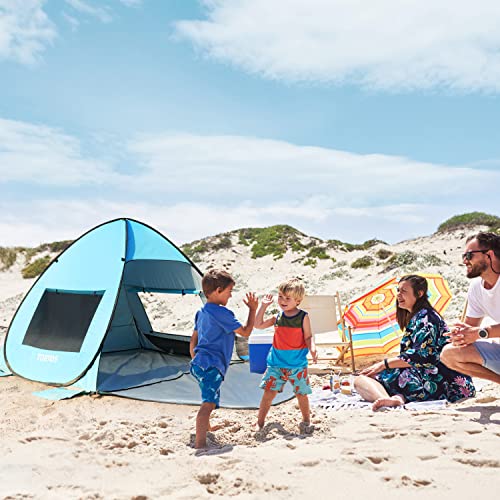 TOBTOS UPF 50+ Pop Up Beach Tent, Easy Set Up Beach Umbrella, Sun Shelter for 2-3 People UV Protection Portable Sunshade, Baby Canopy Cabana, Lightweight with Carry Bag - style: Blue for 2-3 Person