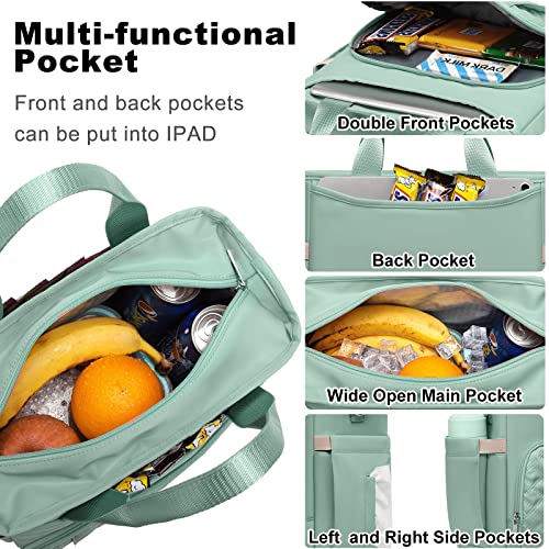 AIJIEKE Extra Large Lunch Bag for Women & Men, Insulated Leakproof Lunch Box for Work, Reusable Adult Lunch Tote with Shoulder Strap, Multi-Pocket Cooler Bag for Office, Picnic, Beach, Green - color: Green
