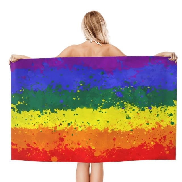 JOOCAR Rainbow LGBT Beach Towel Gay Pride Stripe Beach Towels Vibrant Bath Towels Big Extra Large XL Pool Towels Oversized Clearance Quick Dry for Women Men Summer Decor 30x 60 Inch - color: B1