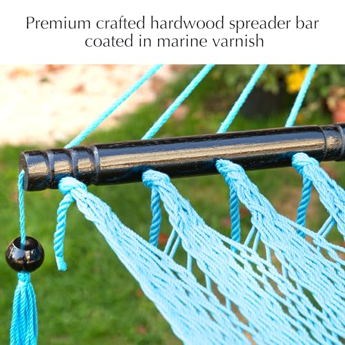 PNAEUT Double Rope Hammocks for Outside, Handwoven Double Caribbean Hammock with Spreader Bar for Outdoor Indoor, Max 600 lbs Capacity (Sky) - color: Sky