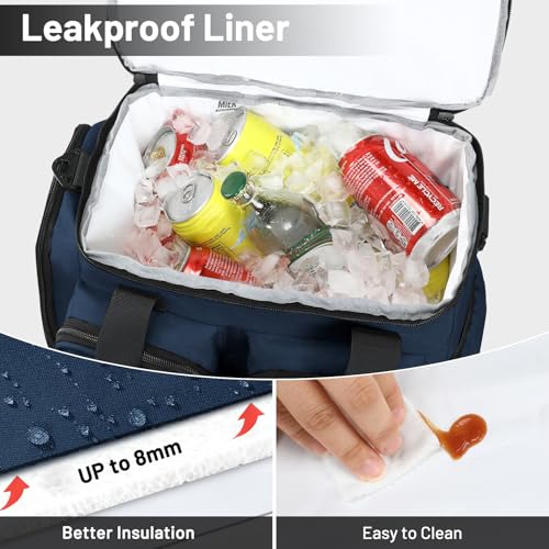 MIER Lunch Box for Men Heavy Duty Insulated Lunch Bag 20 Cans Large Leakproof Soft Cooler Bags with Multiple Pockets for Picnic Work Travel (Navy Blue) - color: Navy Blue