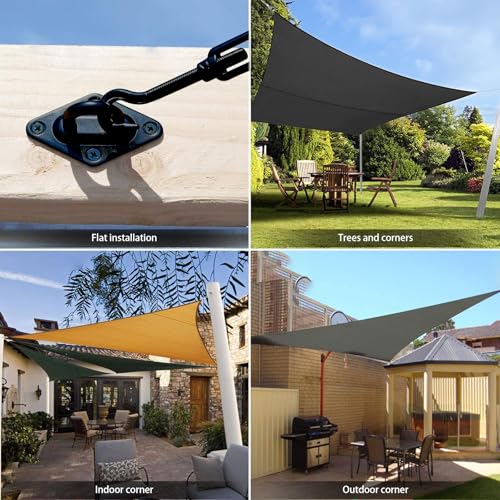 Sun Shade Sail Hardware Kit 6 Inch Heavy Duty 304 Stainless Set for Triangle Rectangle Sun Shade Sail Installation, Awning Attachment Set for Patio, Garden Outdoors Sun Protection Rainshield (46 Pcs)