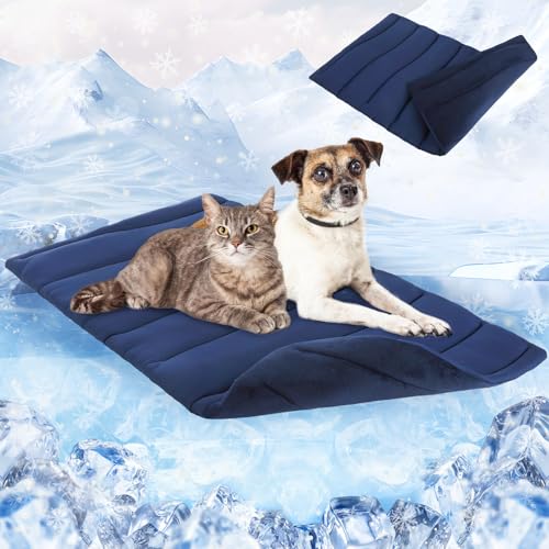 SCENEREAL Dog Cooling Mat for Crate, Thicken Self-Cooling Dog Pad Reversible (Cool & Warm), 36"x23" Pet Cool Bed for M Large XL Dogs,Kennel Sofa Mats Machine Washable, Durable Non-Toxic Gel, Outdoor - color: Navy, size: Medium(36" L x 23" W x 1.0" HT )