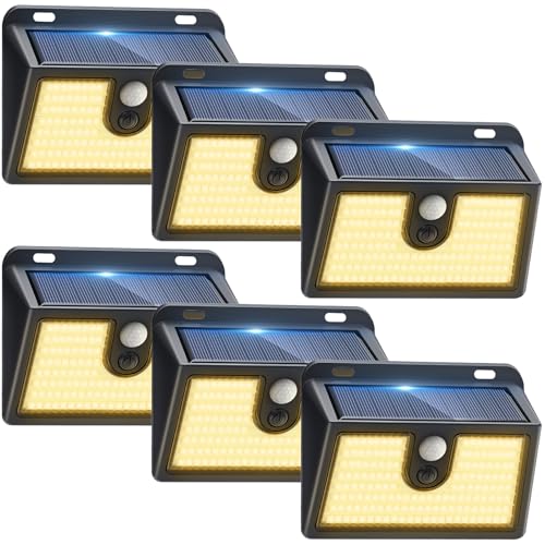 [6 Packs] Solar Motion Sensor Outdoor Lights, Super Bright Solar Lights Outdoor Waterproof, 3 Lighting Modes Security Wall Light for Outside Walking Dog Fence Backyard Deck Garden Door Step Garage - color: Warm White, size: 6 Pack