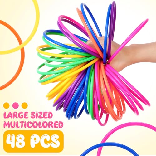 Foilswirl 48 Pcs Multicolor Plastic Rings for Ring Toss Game Carnival Outdoor Game for Kids Activity Games Speed Agility Practice Carnival Party - size: 6 Inch