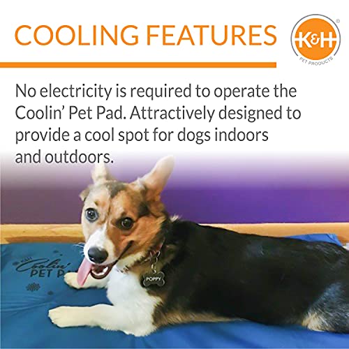 K&H Pet Products Coolin' Pet Pad Dog Mat, Portable Dog Cooling Mat for Travel or in Home, Perfect for Carriers, Crates, Outdoor Houses, Yards, Porches, Pet Beds & More - Medium 20 X 15in Chill Blue - size: Medium (15 in x 20 in)