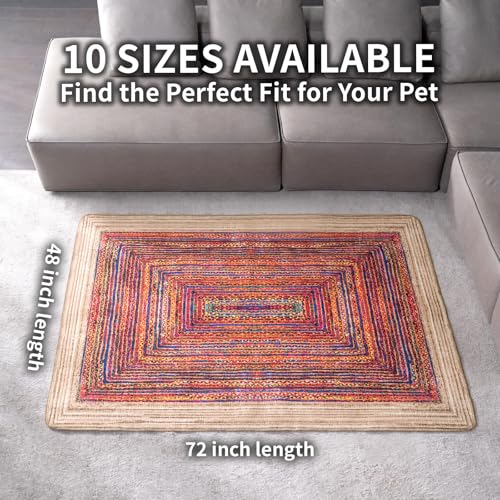 Washable Dog Pee Pads, Vintage Carpet Style, Non-Slip, Leak-Proof, Ultra-Absorbent, Reusable Puppy Training Pads & Mat for Pet Crates, Floors, Whelping & Housebreaking, 2 Pack 48"x72" - color: Sisal Bohemian Print, size: 48" ×72"(pack of 2)