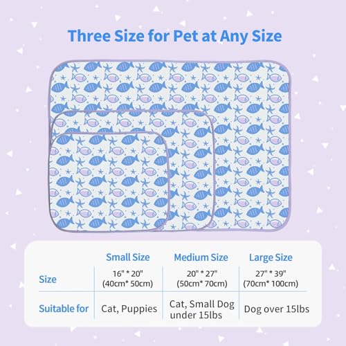 NWK Pet Cooling Mat -Q-Max>0.345 Ice Silk Cooling Mat for Dogs & Cats Portable & Washable Pet Cooling Blanket, Car Seats, Beds for Summer (Purple Fish, 27'' X 20'' X 0.3'') - color: Purple Fish, size: Medium (27'' X 20'' X 0.3'')