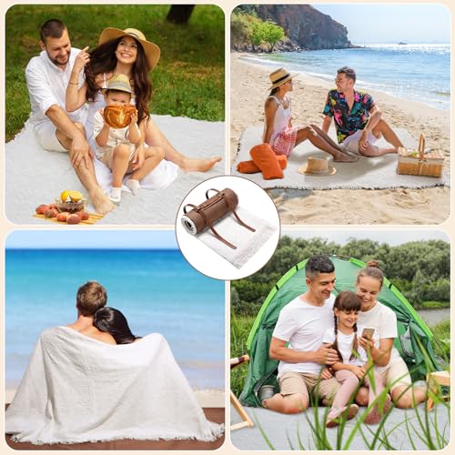 VitalCozy Waterproof Picnic Blankets 71×71 inch Outdoor Blanket Foldable 2 in 1 Double Layer Sandproof Beach Mat with Carry Strap for Camping Lawn Park Beach Grass(White) - color: White