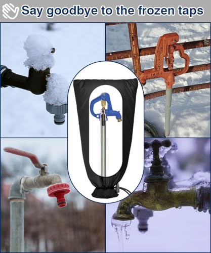 Enlarge Outdoor Faucet Cover for Winter Freeze Protection, 13” W x 30" H Hose Bib Covers Socks for Garden Lawn Faucets & Yard Hydrant, Reusable Long Insulated Spigot Cover, Black, 1 Pack - size: 13"×30"-1