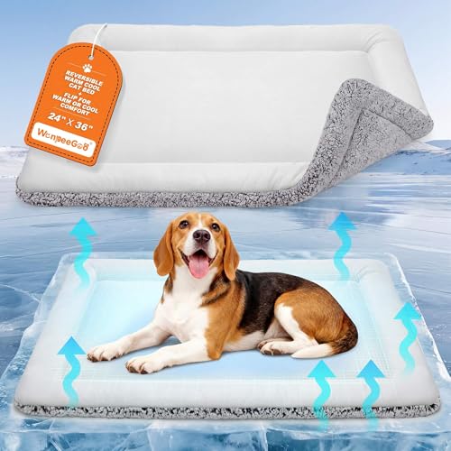 Dog Cooling Mat, Self Warming Cat Bed, Reversible Warm & Cooling Cat Bed, Winter Warm Cat Pad & Summer Cooling Cat Mat for Kittens & Small Dogs, Perfect for Crates, Beds & Sofas, Gray, 24" x 36" - color: Gray, size: 24"x36"