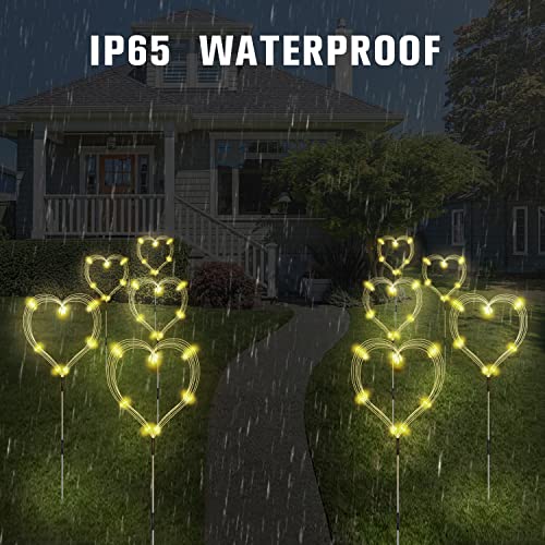 Maleyt 8 Pack Outdoor Solar Garden Lights, Firework Lights Solar Powered 8 Modes, Solar Landscape Lamp Outside Decor with Remote Control,120 LED Waterproof DIY String Lights (Warm) - color: Warm