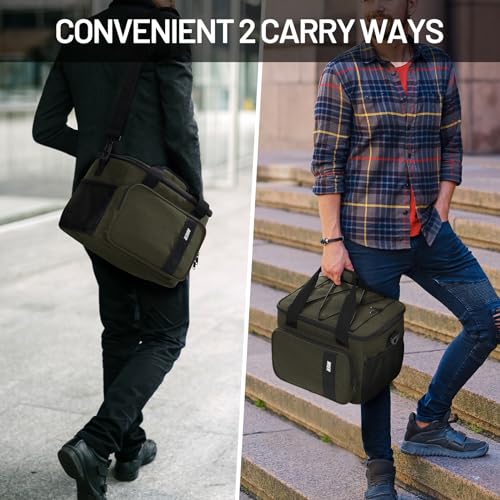 MIER Mens Lunchbox for Work Insulated 24 Cans/15L Large Lunch Bags Leakproof Adult Women Lunch Box Coolers for Travel Beach Picnic Office, Dark Green - color: Green
