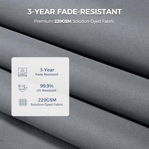 HOMSHADE 6x4ft Outdoor Balcony Umbrella - Flat Porch Pool Patio Umbrella Rectangular Canopy Shade UPF50+ UV Protection 360° Rotating & Tilting All Angles Applicable (Grey, No Base) - color: Gray