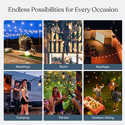 Brightech Ambience Pro - Waterproof LED Outdoor String Lights - 7 Hanging, Dimmable 2W Vintage Edison Bulbs - 24 Ft Commercial Grade Patio Lights Create Cafe Ambience in Your Backyard - style: 24 Foot - Warm White (2500K)
