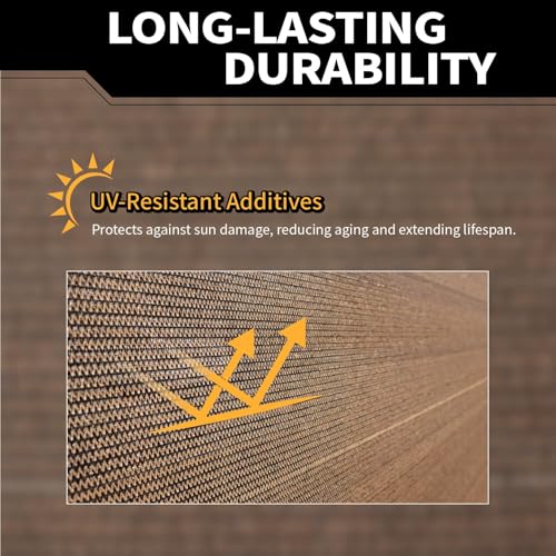4x50Ft Garden Privacy Fence Screen, 180GSM Heavy Duty 90% Blockage Windbreak Mesh Tarp with Reinforced Edges & Grommets, Includes Zip Ties for Garden, Yard, Backyard, Outdoor, Mocha - color: Mocha, size: 4' x 50'-Finished Size