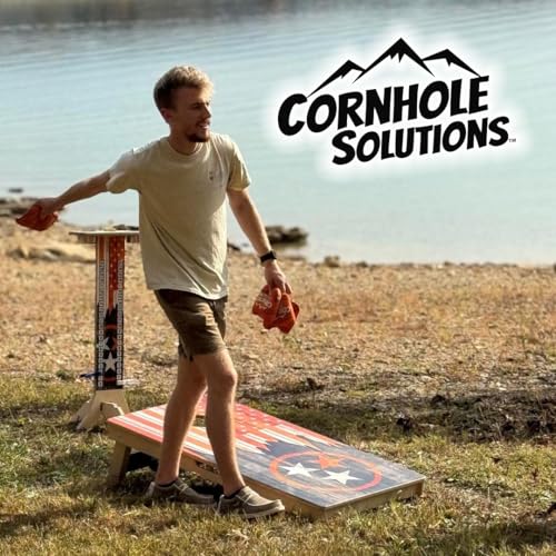 Cornhole Solutions PRO Tournament Cornhole Bundle – Regulation 4 ft x 2 ft Professional Set – ¾″ Baltic Birch Plywood – Folding Legs – UV Printed & Clear Coated – Made in USA - color: Retro Wood