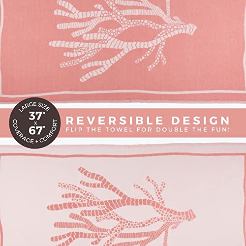 FESHKA Sand Proof Turkish Beach Towel – Oversized, Quick Dry & Lightweight Travel Towel - 100% Organic Cotton Beach Blanket - Perfect for Bath, Pool & Picnic | Coral (Pink) - color: 17 - Pink