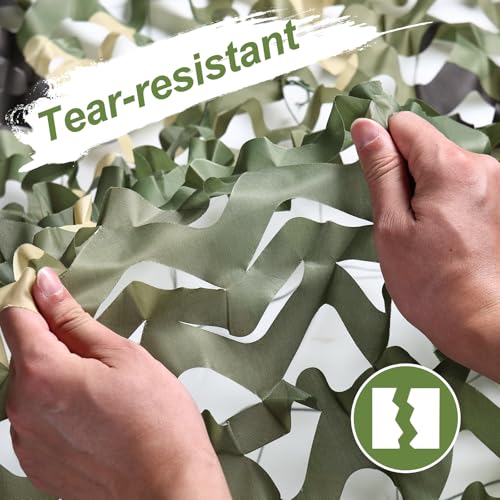 Camo Netting Camouflage Netting 6.5ft×10ft,10ft×10ft, 20ft×20ft,with Mesh Backing, Hunting Blind Nets, Sunshade Canopy, Army Tarp Fence Net for Party Decoration, Photograph and Car Cover - color: 5 Color Woodland, size: 10ftx10ft