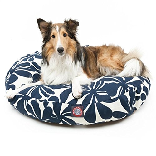 Navy Blue Plantation Medium Round Indoor Outdoor Pet Dog Bed With Removable Washable Cover By Majestic Pet Products - color: Navy Blue, size: Medium