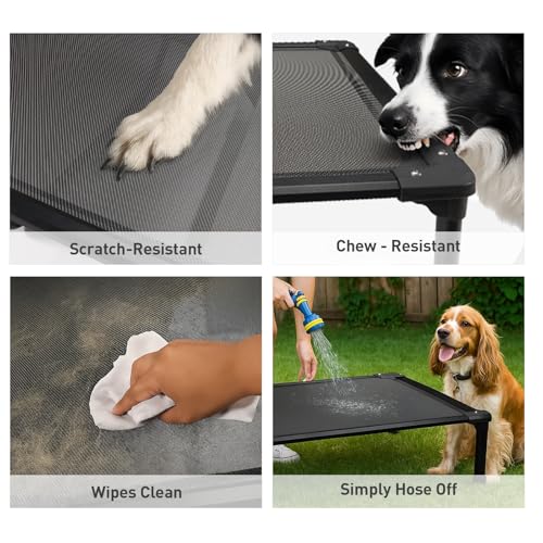 Sytopia 42'' Outdoor Elevated Dog Bed for Large Dogs, Chew-Proof Pet Camping Raised Cot with Breathable Mesh - Durable Frame, Cooling Hammock Bed, Non-Slip Feet, Waterproof, Easy Clean - size: Large