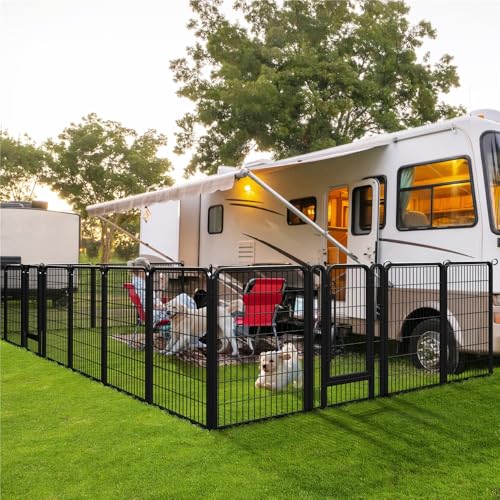 Yaheetech Dog Playpen Outdoor, 40 inch 16 Panels Dog Pen Indoor Heavy Duty Puppy Exercise Pen Metal Pet Fence for RV Camping/Yard/Garden - size: 40"