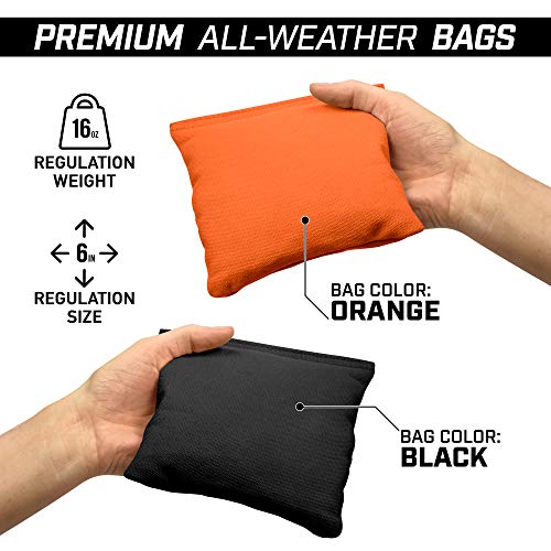 GoSports 4 ft x 2 ft Regulation Size Wooden Cornhole Boards Set - Includes Carrying Case and Bean Bags (Choose Your Colors) Over 100 Color Combinations - color: Black & Orange