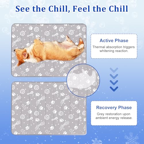 MH MYLUNE HOME Upgrade Cooling Mat for Pets,30”x20” 300g Reinforced Padding &Cool-Chill Fiber, Heat-Absorbing Color-Changing Pet Pad, Foldable Summer Bed - size: Medium: 20"x30"