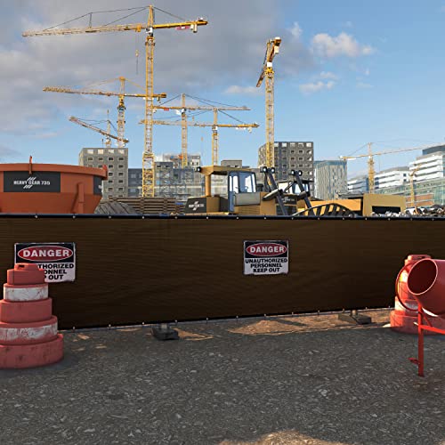 Amgo 4' x 10' Brown Fence Privacy Screen, Commercial Standard Heavy Duty Windscreen with Bindings & Grommets, 90% Blockage, Cable Zip Ties Included (We Make Custom Size) - color: Brown, size: 0 4' x 1 0'