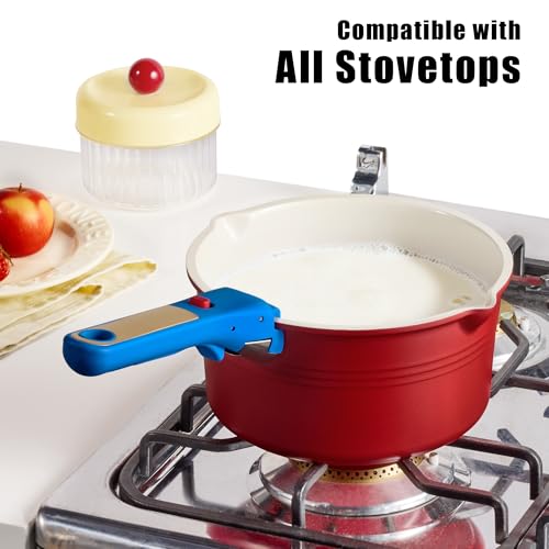 CAROTE 17Pcs Titanium Cookware Set, Pots and Pans Set Non Stick, Kitchen Cooking Set with Detachable Handle, Non Toxic Induction Cookware, Dishwasher/Oven Safe，Memphis Design - color: Memphis Design