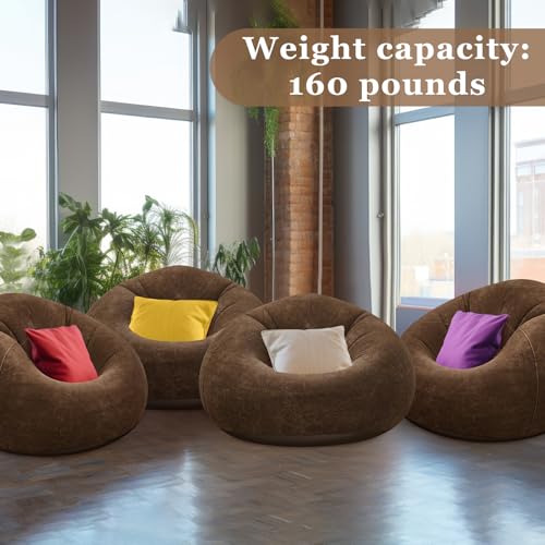 Realspring Inflatable Bean Bag Chairs Outdoor Blow up Camping Chairs Inflatable Lazy Sofa Folding Portable Bean Bag Loungers Couch for Movie Night(Dark Coffee,4 Pcs) - color: Dark Coffee