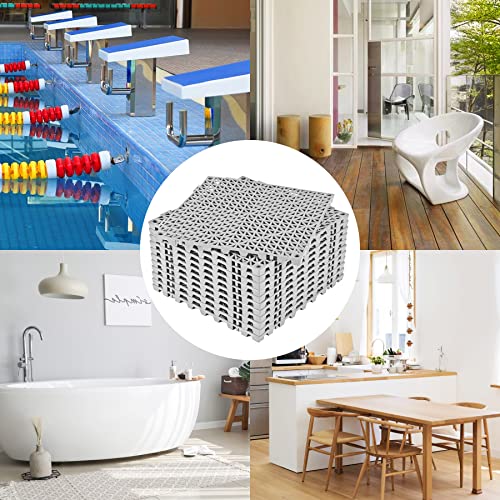 ToLanbbt Modular Interlocking Cushion 12P 11.8" x 11.8" Interlocking Rubber Floor Drain Holes Non-Slip Splicing Drainage Mats for Deck, Shower, Kitchen, Drain Pool, Sauna Bath, Indoor Outdoor (Grey) - size: 12 PCS