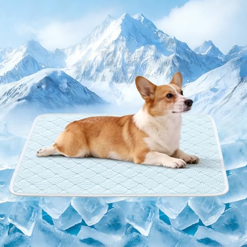 Dog Cooling Mat - Instant 6-12°F Drop, Cooling Mat for Pets Q-MAX >0.5 & Machine Washable, Anti-Slip Bottom, Cool Relief Bed for Dogs & Cats Light Blue 36" x 24" - color: Light Blue, size: L (36" x 24")