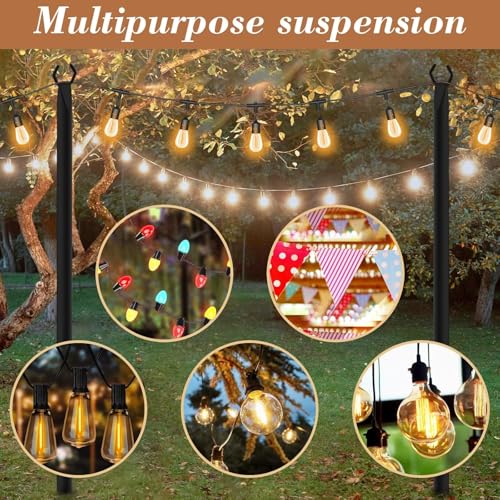 NUERPO 2 Pack String Light Poles,Metal Poles for Hanging Outdoor Light Strings,2 Pack 10 FT Light Poles Stand for Outside Garden,Patio,Wedding,Backyard,Deck,Party - size: 2 Pack 10 FT Light Poles